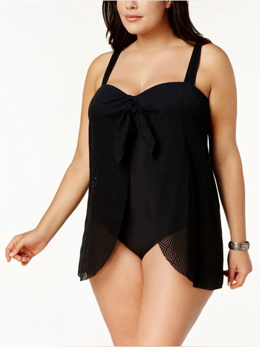 Swim Solutions Plus Size Black Swim Dress
